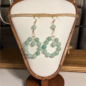 Walker (Elegant Gold and Green Beaded Earrings)